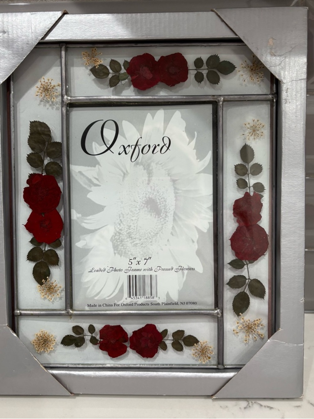 Leaded Glass Oxford Pressed Roses Picture Frame 5x7 Opening Vintage Brand New 🌹